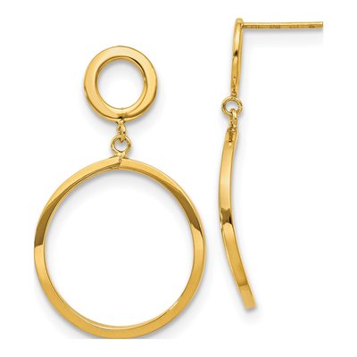 10K Yellow Gold Round Dangle Earrings