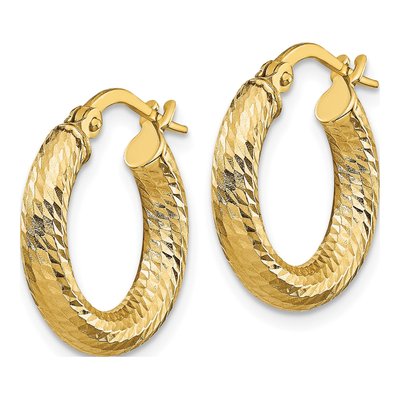 10K Yellow Gold 17mm Diamond-Cut Hoop Earrings – view 3