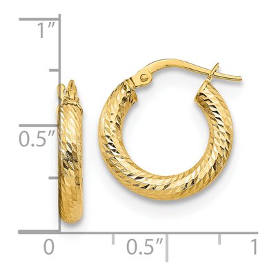10K Yellow Gold 17mm Diamond-Cut Hoop Earrings – view 5