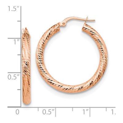 10K Rose Gold 28mm Diamond-Cut Hoop Earrings – view 5