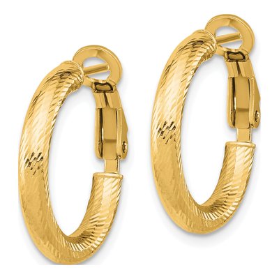 10K Yellow Gold 15mm Diamond-Cut Hoop Earrings – view 3