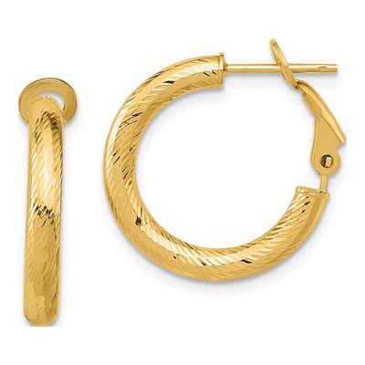 10K Yellow Gold 15mm Diamond-Cut Hoop Earrings