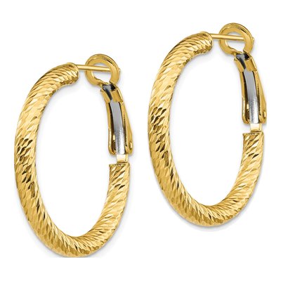 10K Yellow Gold 20mm Diamond-Cut Hoop Earrings – view 3