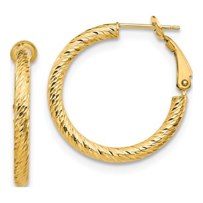 10K Yellow Gold 20mm Diamond-Cut Hoop Earrings