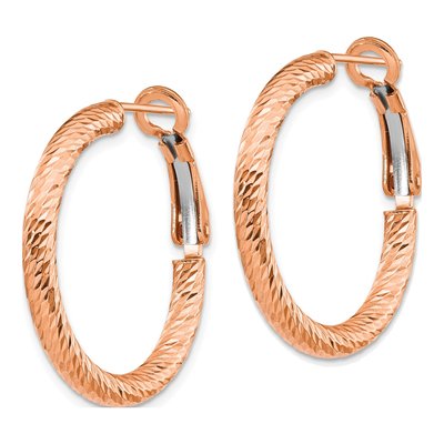 10K Yellow Gold 27mm Diamond-Cut Hoop Earrings – view 3