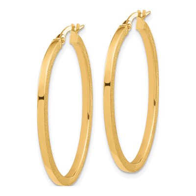 10K Yellow Gold Oval Hoop Earrings – view 3