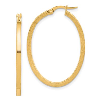 10K Yellow Gold Oval Hoop Earrings