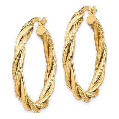 10K Yellow Gold 26mm Twisted Hoop Earrings – view 3