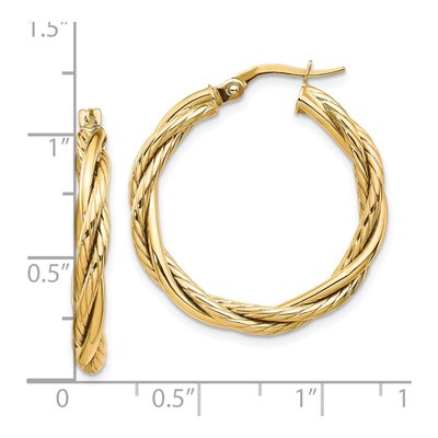 10K Yellow Gold 26mm Twisted Hoop Earrings – view 5