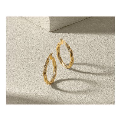 10K Yellow Gold 26mm Twisted Hoop Earrings – view 6