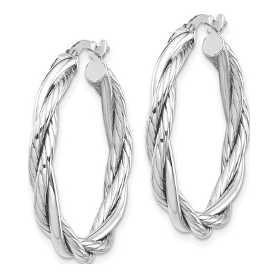 10K White Gold 27mm Twisted Hoop Earrings – view 3