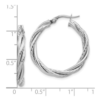10K White Gold 27mm Twisted Hoop Earrings – view 5