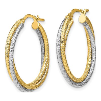 10K Yellow Gold 9.71mm Diamond-Cut Hoop Earrings – view 3