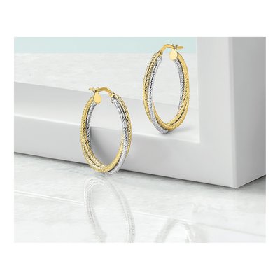 10K Yellow Gold 9.71mm Diamond-Cut Hoop Earrings – view 6
