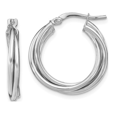 10K White Gold 22mm Hoop Earrings