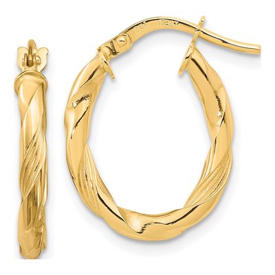 10K Yellow Gold Twisted Hoop Earrings