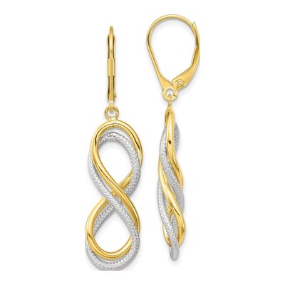 10K Yellow Gold Infinity Leverback Earrings