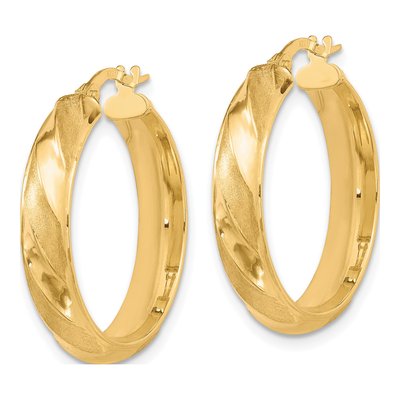 10K Yellow Gold 25mm Twisted Hoop Earrings – view 3