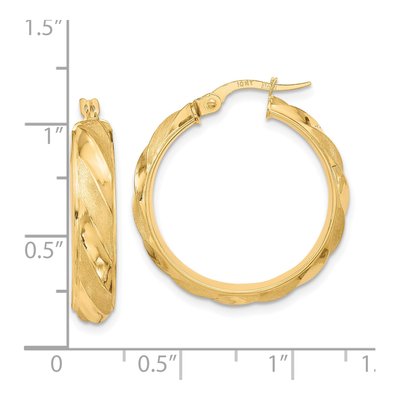 10K Yellow Gold 25mm Twisted Hoop Earrings – view 5