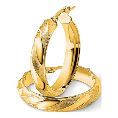 10K Yellow Gold 25mm Twisted Hoop Earrings – view 6
