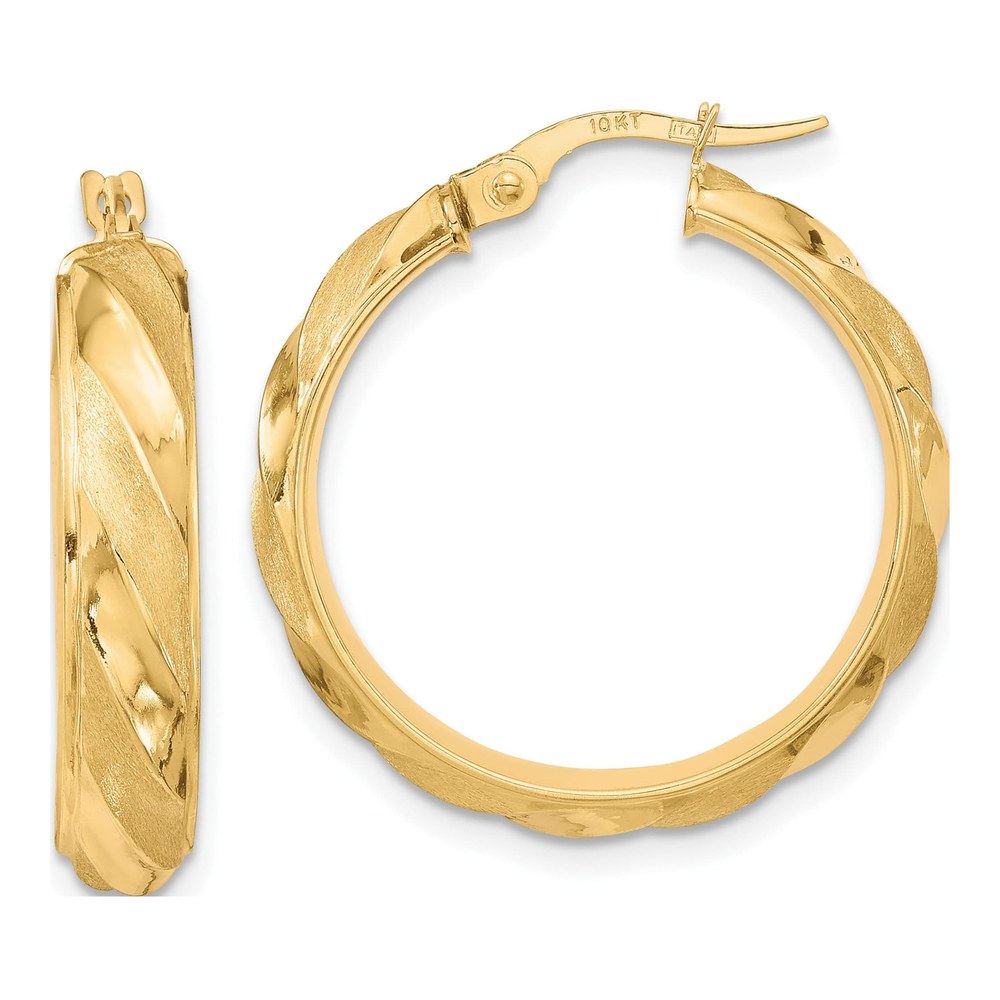 10K Yellow Gold 25mm Twisted Hoop Earrings