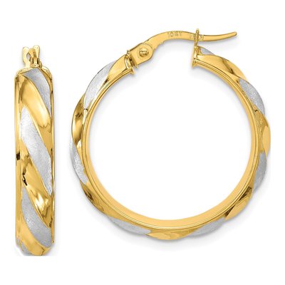 10K Yellow Gold 25mm Twisted Hoop Earrings