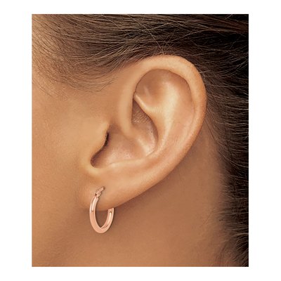 10K Rose Gold 15mm Hoop Earrings – view 4