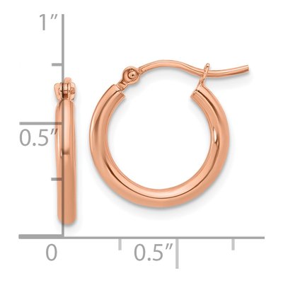 10K Rose Gold 15mm Hoop Earrings – view 6