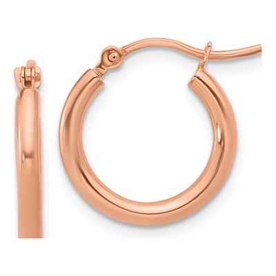 10K Rose Gold 15mm Hoop Earrings