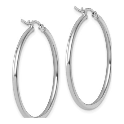 10K White Gold 25mm Hoop Earrings – view 5
