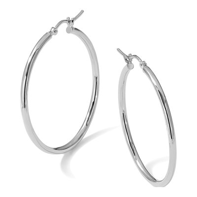 10K White Gold 25mm Hoop Earrings – view 7