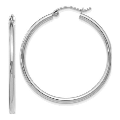 10K White Gold 25mm Hoop Earrings