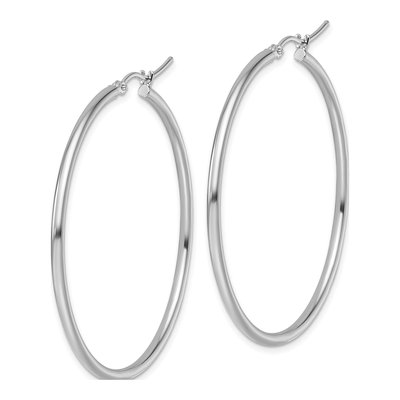 10K White Gold 45mm Hoop Earrings – view 3