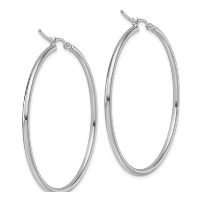 10K White Gold 45mm Hoop Earrings – view 5