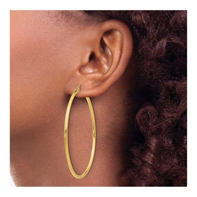 10K Yellow Gold 55mm Hoop Earrings – view 4