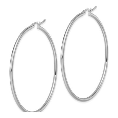 10K White Gold 55mm Hoop Earrings – view 3