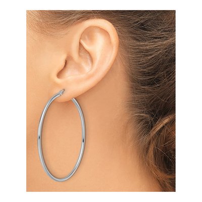 10K White Gold 55mm Hoop Earrings – view 4