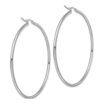10K White Gold 55mm Hoop Earrings – view 5