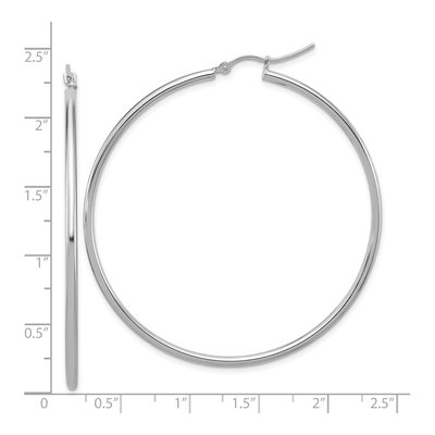 10K White Gold 55mm Hoop Earrings – view 6