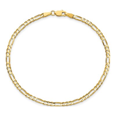 10K Yellow Gold 3mm Concave Figaro Chain Bracelet – view 2