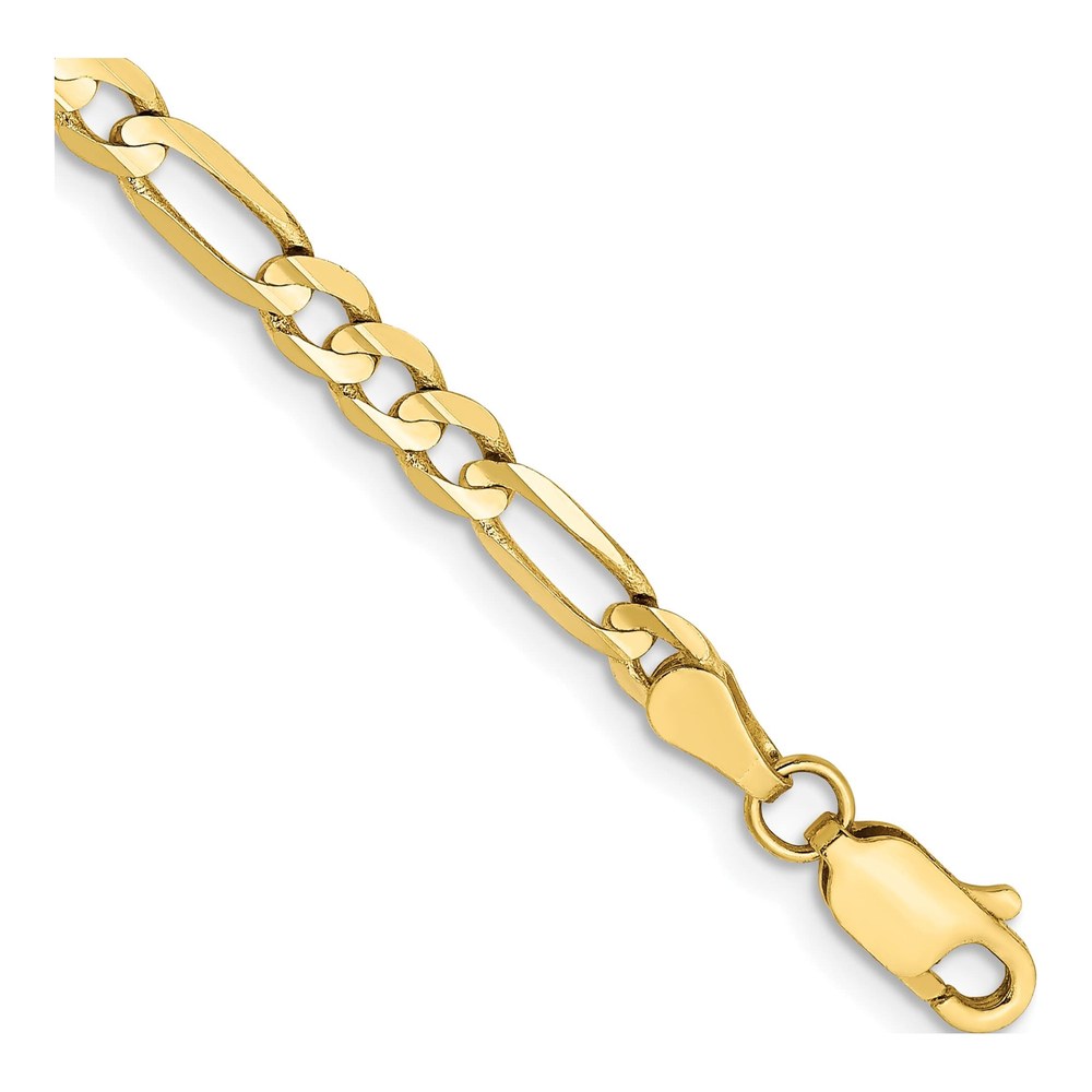 10K Yellow Gold 4mm Concave Open Figaro Chain Bracelet