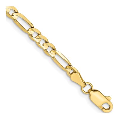 10K Yellow Gold 4mm Concave Open Figaro Chain Bracelet