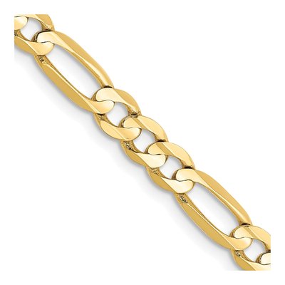10K Yellow Gold 4.5mm Concave Open Figaro Chain