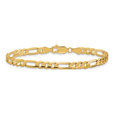 10K Yellow Gold 4.5mm Concave Open Figaro Chain Bracelet – view 3