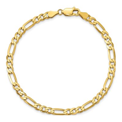 10K Yellow Gold 4.5mm Concave Open Figaro Chain Bracelet – view 4
