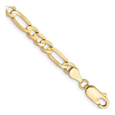 10K Yellow Gold 4.5mm Concave Open Figaro Chain Bracelet