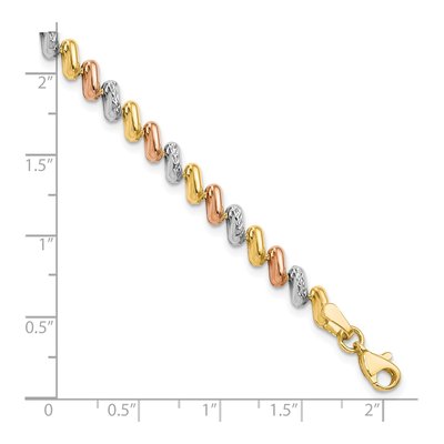 10K Tri-Color Gold Fancy Link Bracelet – view 4