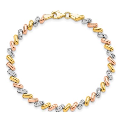 10K Tri-Color Gold Fancy Link Bracelet – view 5