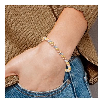10K Tri-Color Gold Fancy Link Bracelet – view 6