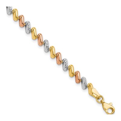 10K Tri-Color Gold Fancy Link Bracelet